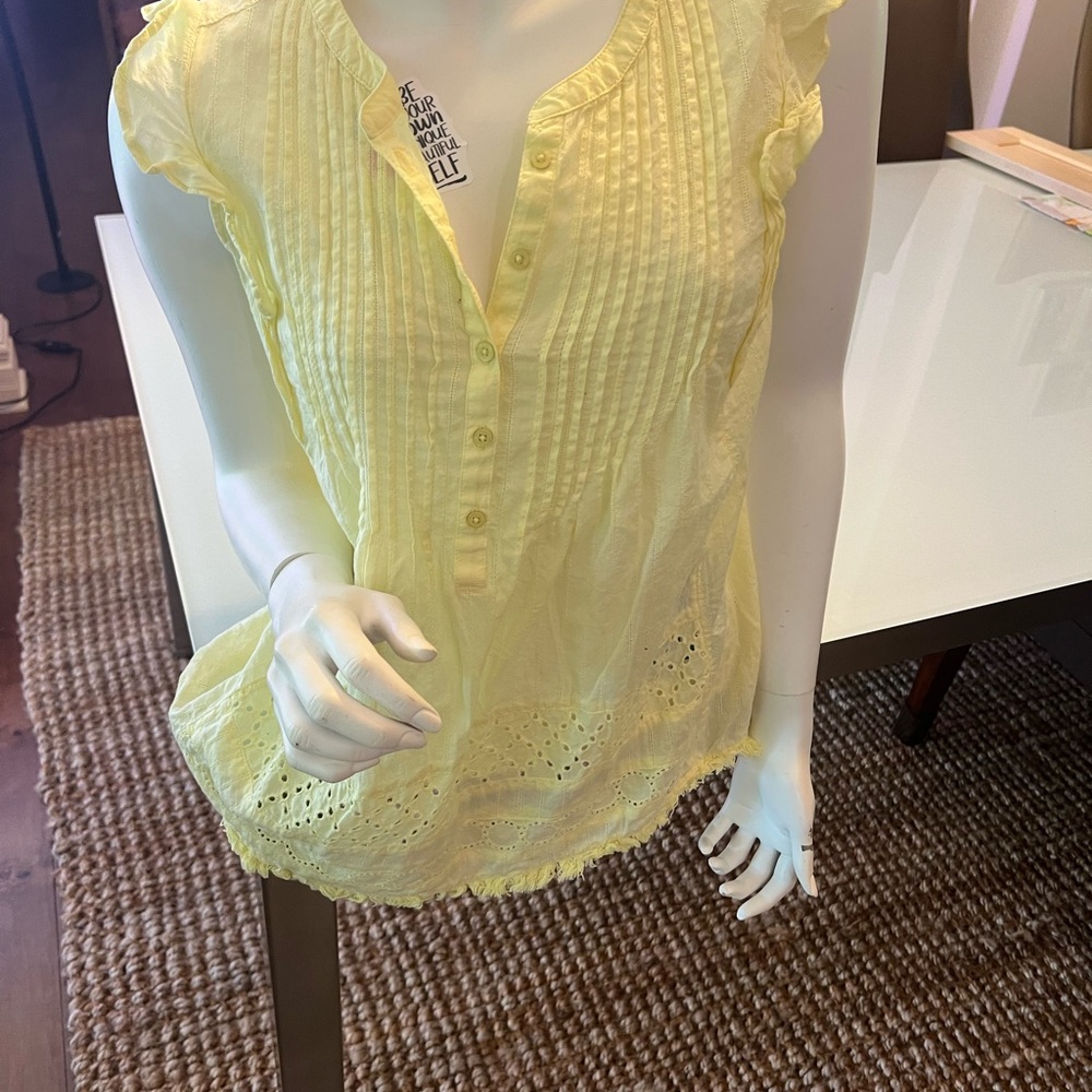 Tommy Hilfiger Yellow Ruffled Sleeveless Blouse